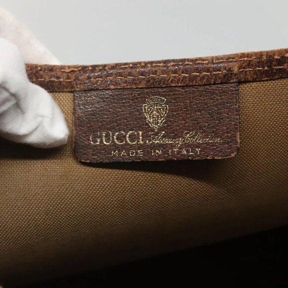 GUCCI GG Supreme Web Sherry Line Tote Bag PVC Beige Red 002 4487 39 Auth yk19326 - Picture 10 of 16